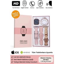 Genel Tedarik Pembe Rose Gold Kasa ve Çok Renkli Deri Kordonlu Kadın Akıllı Saat, Nabız ve Uyku Takibi Özellikli