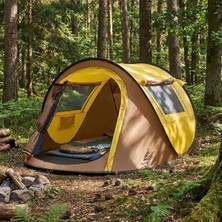 Akıllı Bayi 2 Kişilik Vagon Tipi Yarı Otomatik Kamp Çadırı – Çift Kapılı, Çift Pencereli, Hafif Taş�