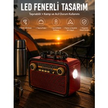 Mercora Tech Eskitme Nostalji Tasarımlı Bluetoothlu Nostalji Radyo Ahşap Nostaljik Görünümlü