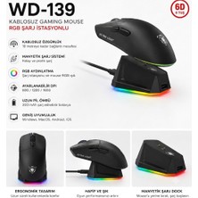Gaman Jedel WD139 Şarjlı Kablosuz Rgb Gaming Mouse Şarj Istasyonlu Manyetik Docklu Oyuncu Mouse