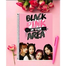Black Pink Defter   Özel Tasarım A4 Boyutu Telli Çizgili Defter 21*29 cm