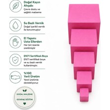 Montessori Gemisi Montessori Mini Pembe Kule | Toddler Pembe Kule | Toddler Duyu Materyali | Ahşap Montessori Eğitim Materyali | 1-3 Yaş Eğitim Seti | Ahşap Oyuncak | Okul Öncesi Eğitim Materyali