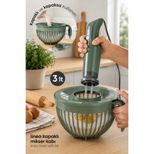 Stile Cucina Linea 3 Litre Kapaklı Mikser Kabı | Blender Uyumlu Çırpma ve Karıştırma Kabı | Çıkarılabilir Kapak | BPA İçermez | Ergonomik Kulplu Hamur ve Kek Karıştırma Kabı