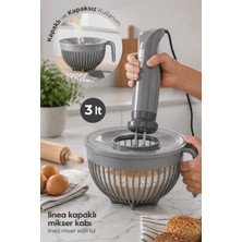 Stile Cucina Linea 3 Litre Kapaklı Mikser Kabı | Blender Uyumlu Çırpma ve Karıştırma Kabı | Çıkarılabilir Kapak | BPA İçermez | Ergonomik Kulplu Hamur ve Kek Karıştırma Kabı