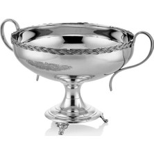 Lamedore Halatlı Kulplu Küçük Kase 33X25X23,5 cm Full Nickel | Dekoratif Meyvelik & Şık Sunum Kasesi