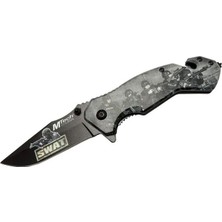 Mudanis 4 23 6 Swat Kurtarma / Kamp Çakı 20CM - Yarı Otomatik, Kemerlikli, Cam Kırma ve Ip Kesme Aparatlı