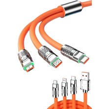 Mrt Teknik 120W 3 In 1 Uyumlu Silikon Şarj Kablosu Hızlı Şarj Kablosu