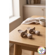 Vivenda Silikon Bebek Alıştırma Kaşık Çatal Seti Kaymaz Tutuşlu Ek Gıda Mama Beslenme Seti 2 Parça