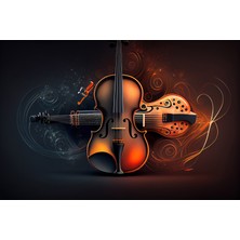 Aden Dijital Dekoratif Müzik Temalı Dekor Kanvas Tablo