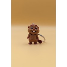 Rodopiva Hareketli Sevimli Kunduz Anahtarlık(4cm) - Hareketli Anahtarlık Çanta Süsü Charm