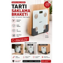 Lavinger Yapışkanlı Tartı Saklama Braketi 2'li Set | Tartı Düzenleyici Duvar ve Dolap Içi Askısı Çok Amaçlı Yerden Tasarruf Sağlayan Plastik Tutucu Delmeden Montaj Baskül Düzenleyici