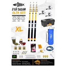 Full Set Profesyonel 3'lü Sazan Olta Seti - Xl - Kırılmaz Kamış - 3.60M/50GR