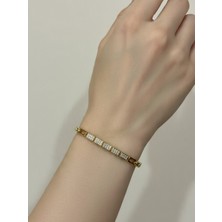 Xuping Jewelry Kadın Kararmaz Altın Kaplama Zirkon Taşlı Burma Su Yolu Bileklik
