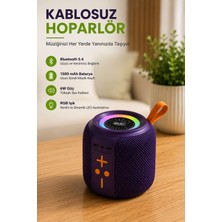 vooka Taşınabilir Bluetooth Hoparlör 6W Güçlü Ses, Rgb LED Işık, 1500 Mah Batarya, Tf Kart Destekli Kablosuz Mini Hoparlör