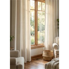 Pyramid Home Milano Keten Kornişli Fon Perde Ekstrafor Büzgülü Pilesiz Tek Kanat Salon Yatak Odası Perdesi
