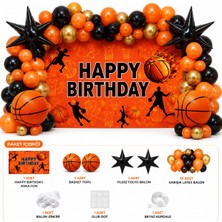 Bkmc Basketbol Doğum Günü Süsleri Balon Seti | Basketbol Temalı Parti Dekorasyonu | Happy Birthday Arka Fonlu
