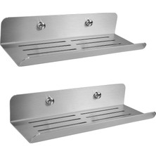 Belirtilmemiş Deltahome Paslanmaz Çelik 2 Adet 24CM Banyo Duş Rafı Düzenleyici -Set - Vi̇dali Montaj - Inox