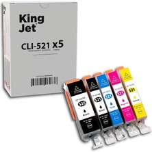 Kingjet Canon  PGI-520XL & CLI-521XL Uyumlu 5 Renk (Takım) Muadil Kartuş Çipli | Pıxma MP540