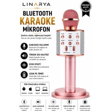 Linarya Bluetooth Karaoke Mikrofonu Kablosuz Taşınabilir Hoparlörlü Mikrofon Echo Efektli Android & iPhone Uyumlu