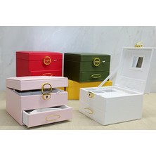 AvantajAl 16X16 cm Deri Kaplamalı Makyaj ve Takı Kutusu