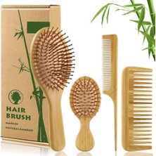 Esranın Dünyası 4 Adet Doğal Bambu Fırça Tarak SETI%100 Bambu Orjinal Set