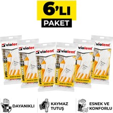 Violent Viomax 2501 Nitril Örme İş Eldiveni No:10 Sarı Beyaz 6 Çift