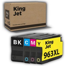 Kingjet Hp Uyumlu 963XL Yüksek Kapasiteli 4 Renk (Takım) Çipli Muadil Kartuş