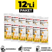 Violent Viomax 2501 Nitril Örme İş Eldiveni No:10 Sarı Beyaz 12 Çift