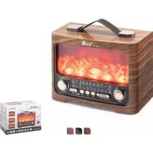 Fepe FP821 Bluetooth Nostaljik Fm Radyo USB Tf Aux LED Alev Efektli Taşınabilir Hoparlör