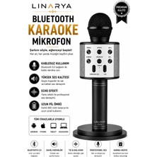 Linarya Libluetooth Karaoke Mikrofonu Kablosuz Taşınabilir Hoparlörlü Mikrofon Echo Efektli Android & iPhone Uyumlu