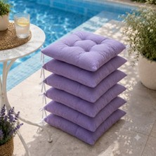 Mayse 6'lı Sandalye Minderi 40X40 cm – Yumuşak Dolgulu, Yıkanabilir, Bağcıklı, Mutfak, Balkon, Bahçe ve Yemek Odası Için