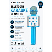 Linarya Libluetooth Karaoke Mikrofonu Kablosuz Taşınabilir Hoparlörlü Mikrofon Echo Efektli Android & iPhone Uyumlu