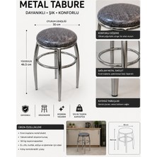 Akk Ticaret 6 Adet Gri Desenli Renkli Kumaş Kalın Iskelet Demir Tabure Mutfak Taburesi
