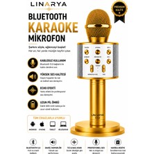Linarya Libluetooth Karaoke Mikrofonu Kablosuz Taşınabilir Hoparlörlü Mikrofon Echo Efektli Android & iPhone Uyumlu