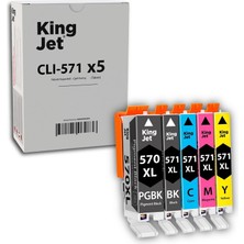 Kingjet Canon Pixma MG6851 Uyumlu Yüksek Kapasiteli 5 Renk (Takım) Muadil Kartuş Çipli