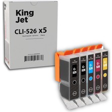 Kingjet Canon  PGI-525XL & CLI-526XL Uyumlu 5 Renk (Takım) Muadil Kartuş Çipli | Pıxma MG8250