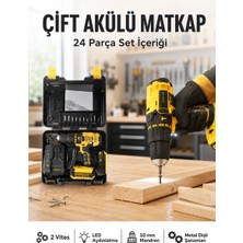 Shoplet Matkap Seti 24 Parça Çift Bataryalı Darbeli LED Işıklı Vidalama Yeni Nesil