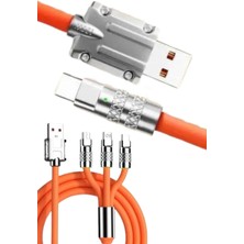 Sora Home 120W 3 In 1 Uyumlu Silikon Şarj Kablosu Hızlı Şarj Kablosu