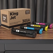 Kingjet Hp Uyumlu 305A 4 Renk Standart Kapasiteli (Takım) Çipli Muadil Toner | Hp Laserjet Pro 400 Color M451DW