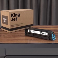 Kingjet Hp Uyumlu CF411A Mavi Standart Kapasiteli (Tekli) Çipli Muadil Toner