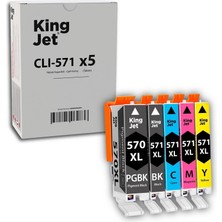 Kingjet Canon Pixma TS5053 Uyumlu Yüksek Kapasiteli 5 Renk (Takım) Muadil Kartuş Çipli