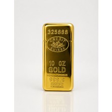 Onr Store Gold Külçe Tasarımlı Metal Gaz Dolumlu Kapaklı Elektronik Çakmak Premium Hediyelik Model