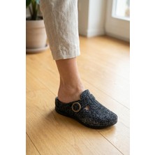 Shoemix Kadın Siyah Süet Tokalı Sabo Terlik-Hakiki Deri / Süet Clog ( Bir Numara Büyük Alınız )