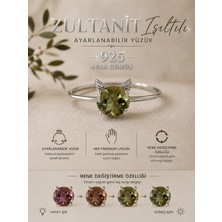 Yudi Atelier 925 Ayar Gümüş Zultanit Işıltılı Kedi Yüzük | Sevgiliye Anneye Hediye | Renk Değiştiren Sultan Taşı