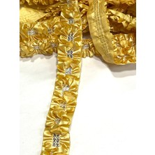 Karan Tuhafiye Gümüş Pul Detaylı Piliseli Saten Fırfırlı Şerit / Dikiş ve Süsleme Şeridi - 4 cm / 1 Metre