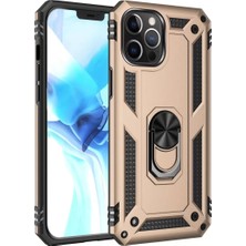 Elivora Newface Apple iPhone 12 Pro Max Kılıf Sofya Yüzüklü Silikon Kapak - Gold