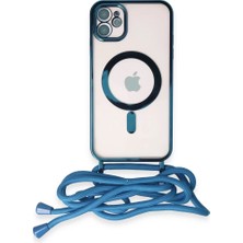 Elivora Newface Apple iPhone 11 Kılıf Divo Lazer Askılı Magsafe Kapak - Sierra Blue