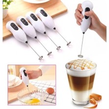 Veloxa Pilli Süt Köpürtücü Yumurta Çırpıcı Siyah Ergonomik Mini Karıştırıcı Beyaz