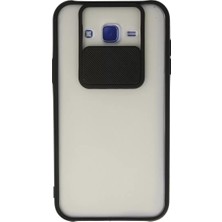 Elivora Newface Samsung Galaxy J7 Kılıf Palm Buzlu Kamera Sürgülü Silikon - Siyah