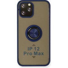 Elivora Newface Apple iPhone 12 Pro Max Kılıf Montreal Yüzüklü Silikon Kapak - Lacivert